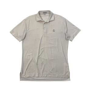 Peter Millar Shirt Mens S Small Saffron White Summer Comfort Striped Golf LOGO